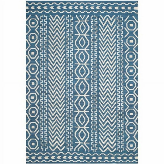 SAFAVIEH Dhurrie Weston Southwestern Wool Area Rug, Dark Blue/Ivory, 2'6" x 4'