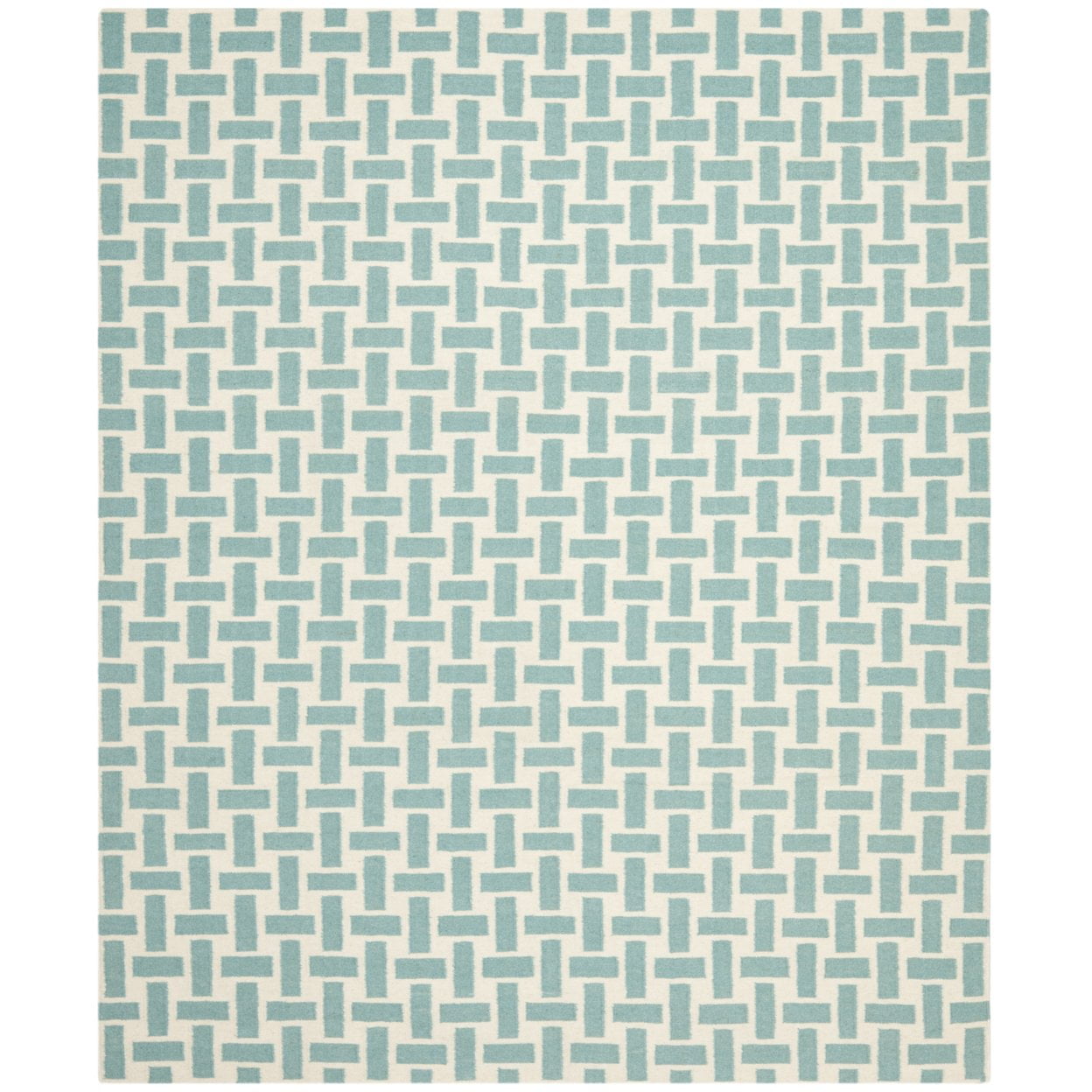 Handwoven Turquoise Geometric Wool 4' x 6' Area Rug
