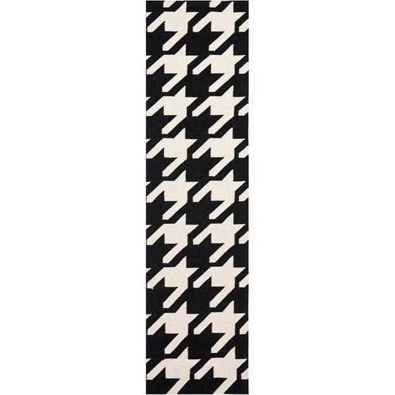 SAFAVIEH Dhurries Abigail Geometric Area Rug, Black/Ivory, 2'6" x 4'