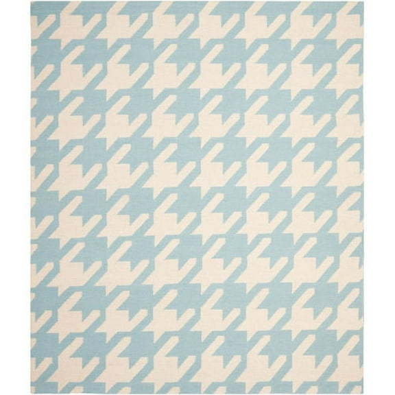 SAFAVIEH Dhurries Abigail Geometric Area Rug, Light Blue/Ivory, 8' x 10'