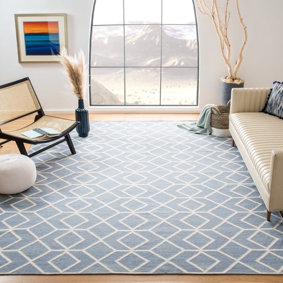 Safavieh Dhurries Addison Geometric Area Rug, Blue/Ivory, 3' x 5'