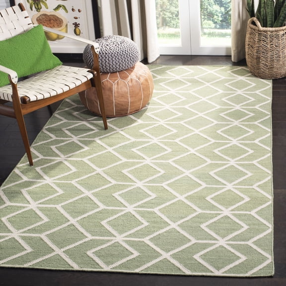 Safavieh Dhurries Addison Geometric Area Rug, Sage/Ivory, 3' x 5'