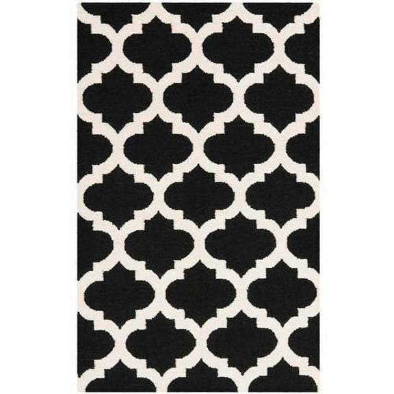 SAFAVIEH Dhurries Aditya Geometric Area Rug, Black/Ivory, 3' x 5'
