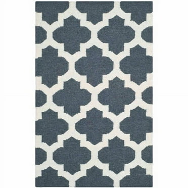 SAFAVIEH Dhurries Aditya Geometric Area Rug, Blue/Ivory, 4' x 6'