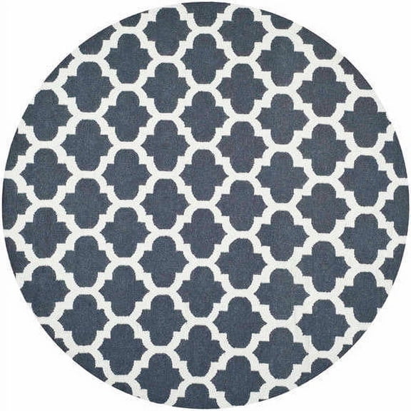 SAFAVIEH Dhurries Aditya Geometric Area Rug, Blue/Ivory, 7' x 7' Round