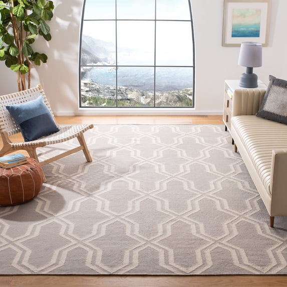 Safavieh Dhurries Alexis Geometric Area Rug, Gray/Ivory, 9' x 12'