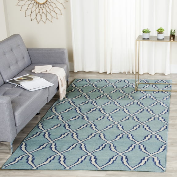 Safavieh Dhurries Astrid Geometric Area Rug, Light Blue/Ivory, 3' x 5'