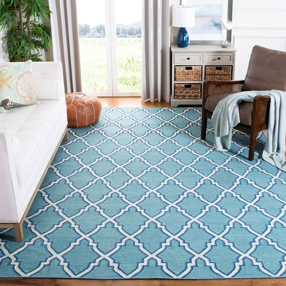 Safavieh Dhurries Astrid Geometric Area Rug, Light Blue/Ivory, 9' x 12'
