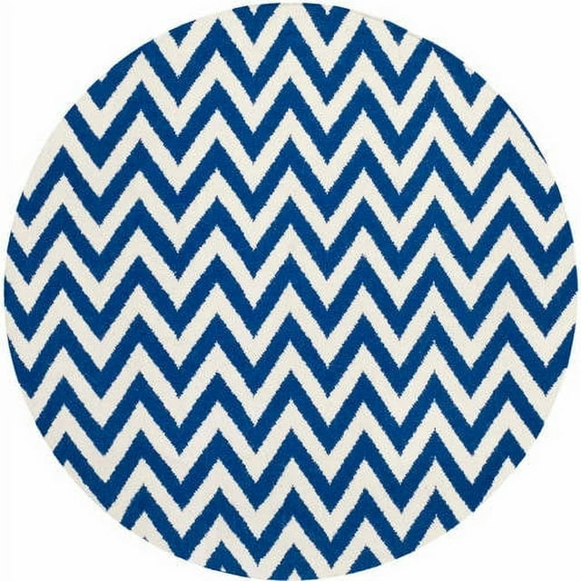 SAFAVIEH Dhurries Bentley Geometric Area Rug, Dark Blue/Ivory, 8' x 10'