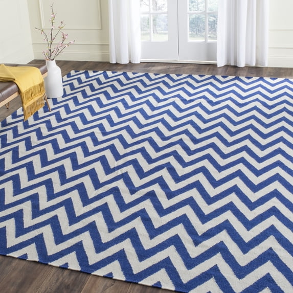 Safavieh Dhurries Bentley Geometric Area Rug, Dark Blue/Ivory, 9' x 12'