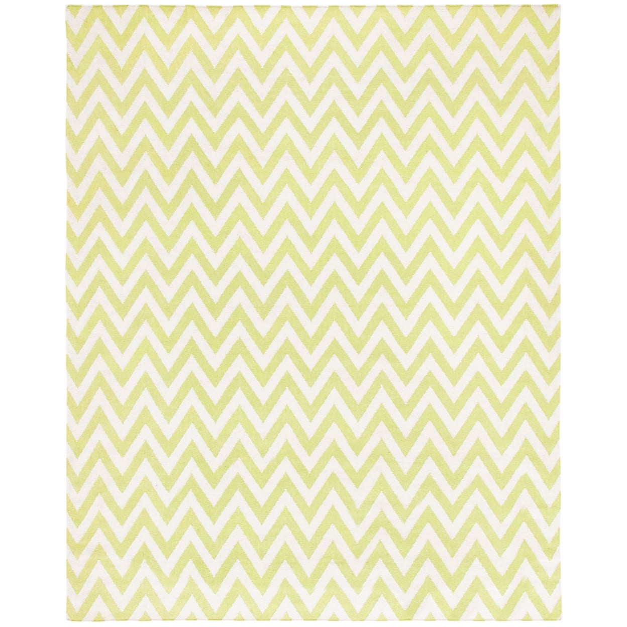 Ivory and Green Geometric Wool Square Area Rug