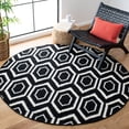 thumbnail image 1 of Safavieh Dhurries Bianca Geometric Area Rug, Black/Ivory, 6' x 6' Round, 1 of 8