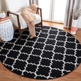 thumbnail image 1 of Safavieh Dhurries Brad Geometric Area Rug, Black/Ivory, 8' x 8' Round, 1 of 10