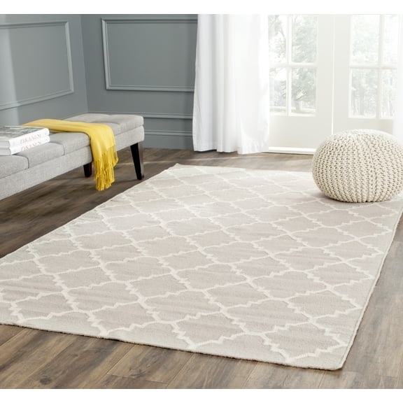 Safavieh Dhurries Brad Geometric Area Rug, Gray/Ivory, 6' x 6' Square