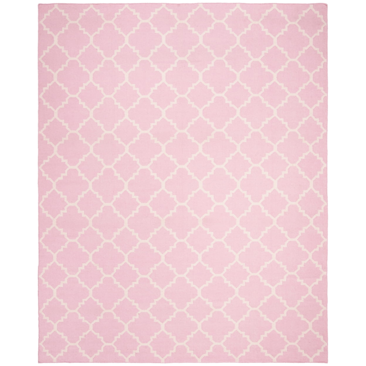 Handwoven Geometric Pink & Ivory Wool Rug, 4' x 6'