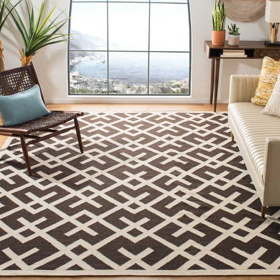 Safavieh Dhurries Brianna Geometric Area Rug, Brown/Ivory, 8' x 8' Square