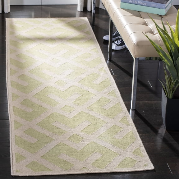 Safavieh Dhurries Brianna Geometric Runner Rug, Light Green/Ivory, 2'6" x 10'