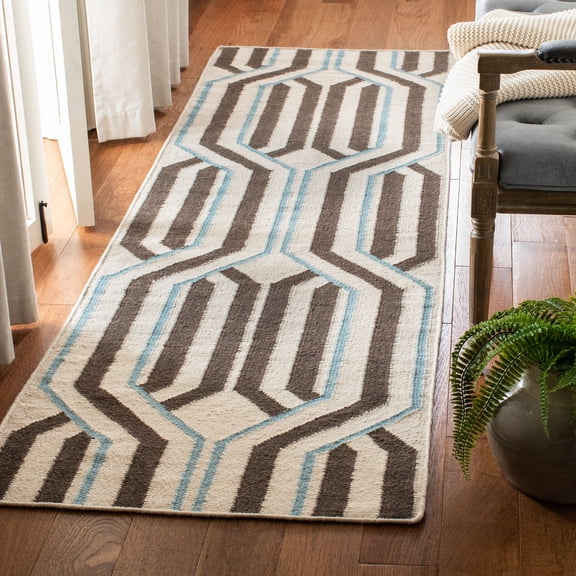 Safavieh Dhurries Calvin Geometric Runner Rug, Ivory/Multi, 2'6" x 8'