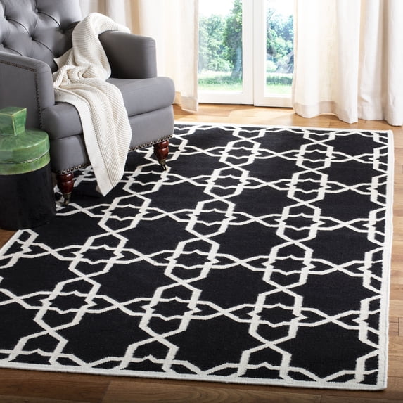 Safavieh Dhurries Edgar Geometric Area Rug, Black/Ivory, 8' x 8' Square