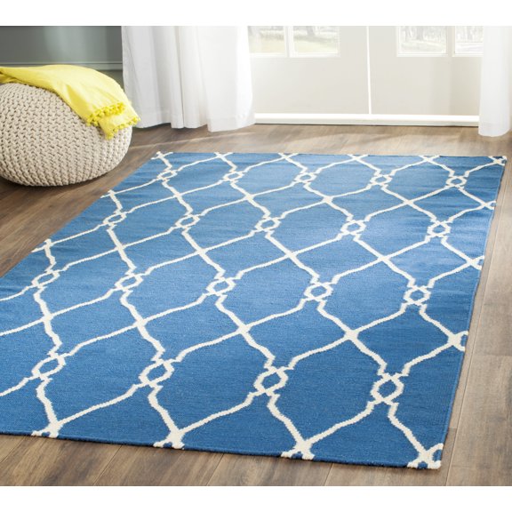 Safavieh Dhurries Ella Geometric Wool Area Rug, Dark Blue, 4' x 6'