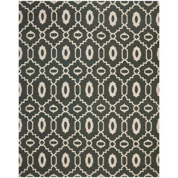SAFAVIEH Dhurries Guliana Geometric Wool Area Rug, Charcoal/Ivory, 3' x 5'