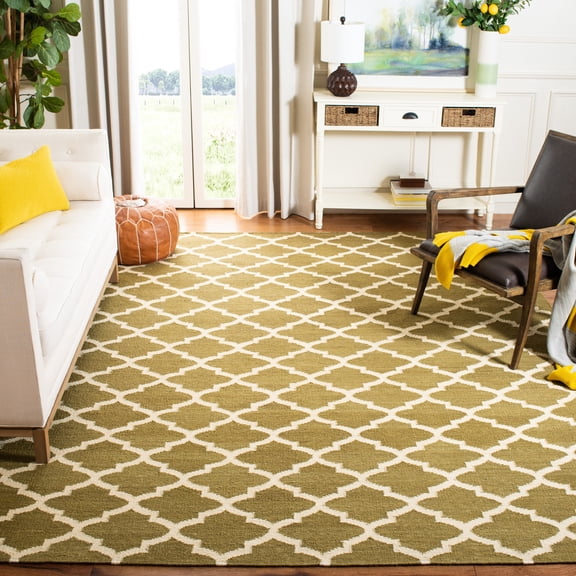 Safavieh Dhurries Hallam Geometric Wool Area Rug, Green/Ivory, 8' x 10'