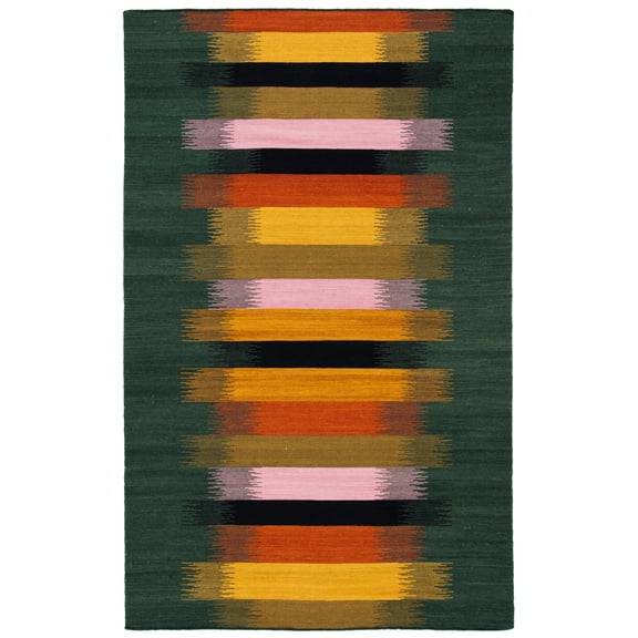 SAFAVIEH Dhurries Harland Geometric Area Rug, Brown/Yellow, 4' x 6'