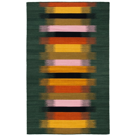 SAFAVIEH Dhurries Harland Geometric Area Rug, Brown/Yellow, 6' x 9'