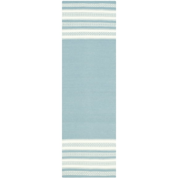 SAFAVIEH Dhurries Haywood Geometric Runner Rug, Turquoise, 2'6" x 8'