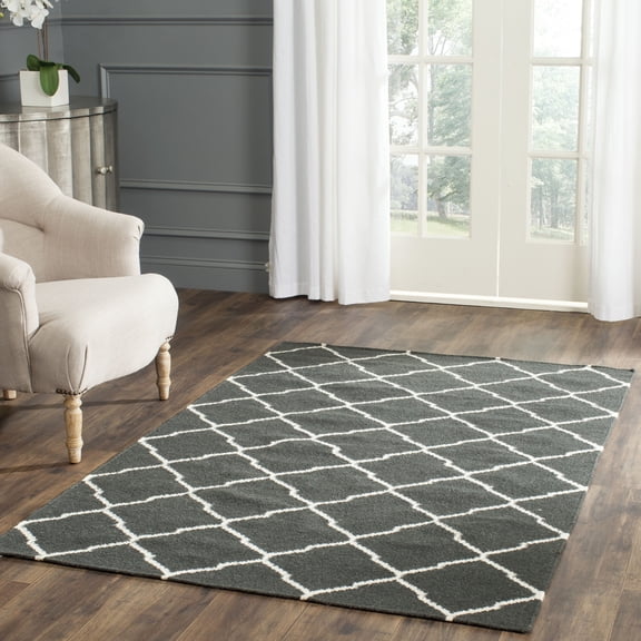 Safavieh Dhurries Hector Geometric Wool Area Rug, Chocolate/Ivory, 3' x 5'