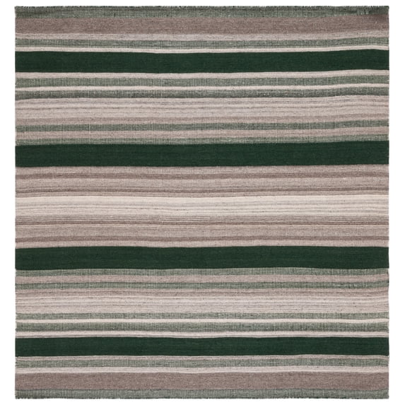 SAFAVIEH Dhurries Henrika Geometric Area Rug, Green/Grey, 6' x 6' Square