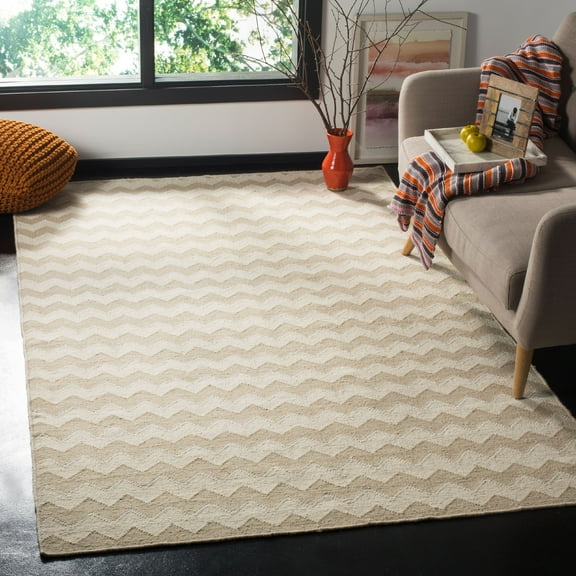 SAFAVIEH Dhurries Karissa Geometric Area Rug, Beige/Ivory, 6' x 9'