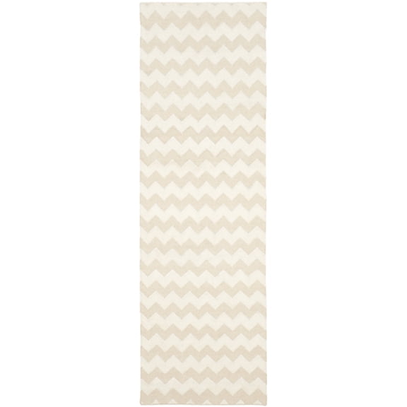 SAFAVIEH Dhurries Karissa Geometric Runner Rug, Beige/Ivory, 2'6" x 8'