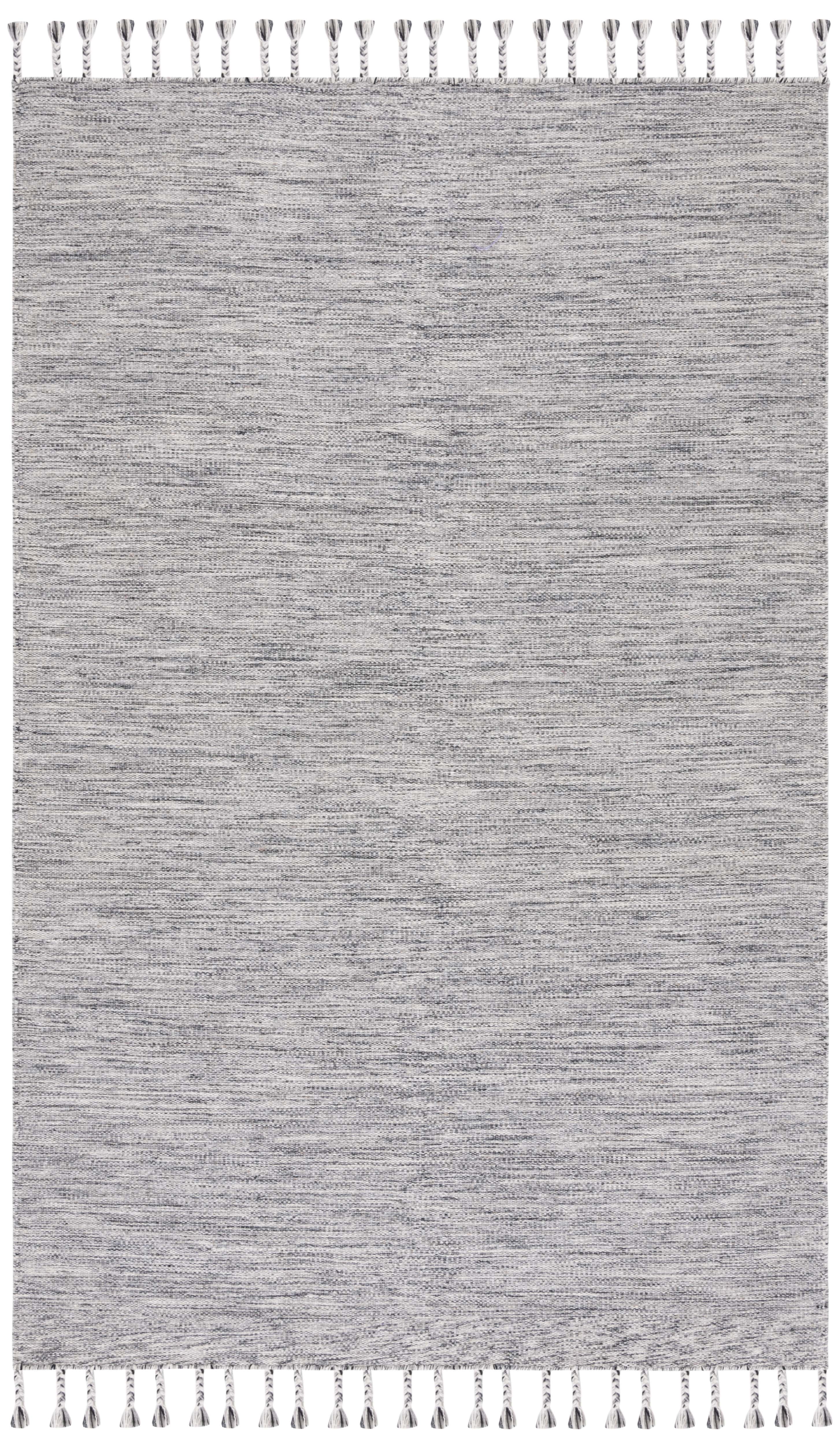 SAFAVIEH Dhurries Ksenija Solid Wool Area Rug, Dark Grey/Beige, 3' x 5'