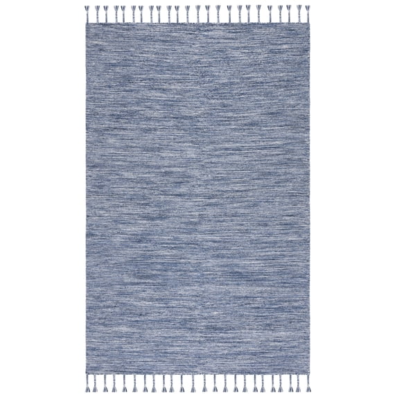 SAFAVIEH Dhurries Ksenija Solid Wool Area Rug, Navy/Beige, 5' x 8'