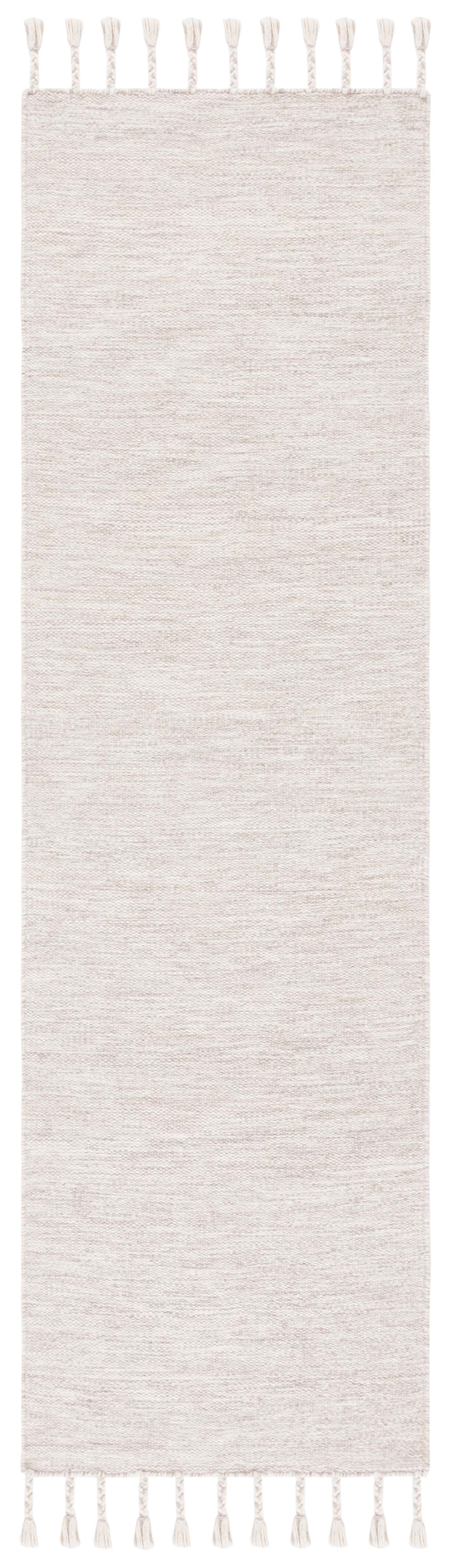 SAFAVIEH Dhurries Ksenija Solid Wool Runner Rug, Beige, 2'3" x 8'