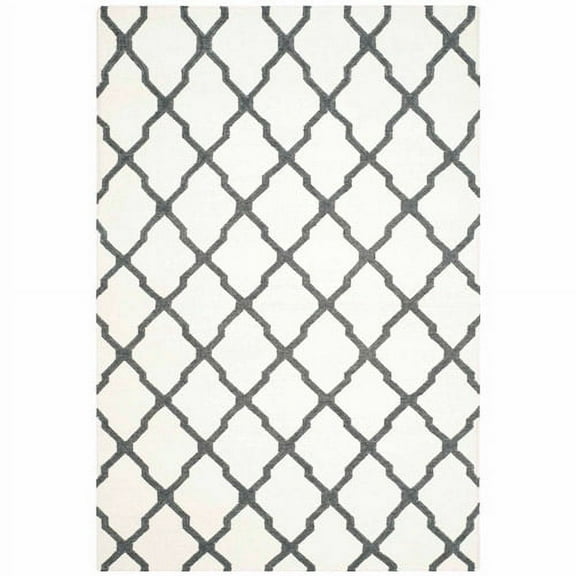 SAFAVIEH Dhurries Landon Geometric Area Rug, Ivory/Charcoal, 5' x 8'