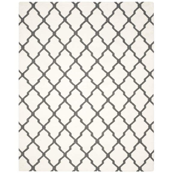 SAFAVIEH Dhurries Landon Geometric Area Rug, Ivory/Charcoal, 8' x 10'