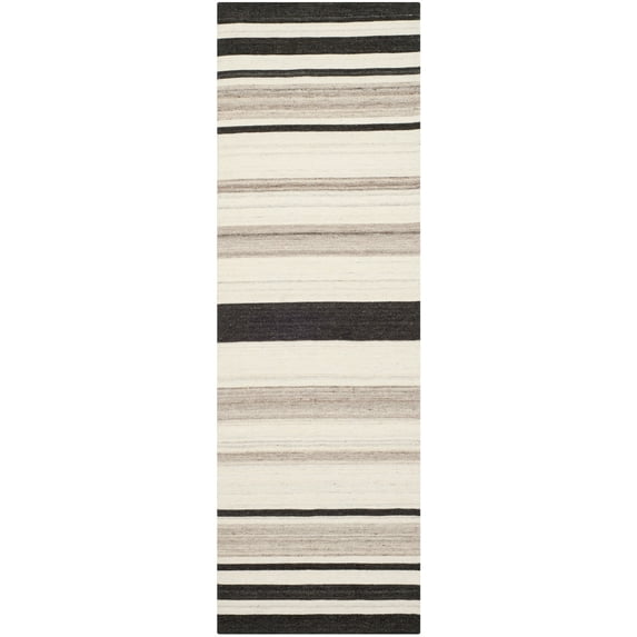 SAFAVIEH Dhurries Leila Geometric Runner Rug, Natural/Grey, 2'6" x 8'