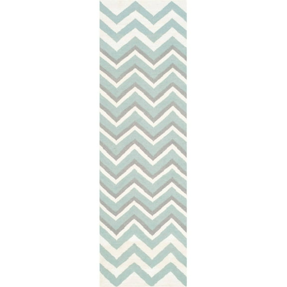 SAFAVIEH Dhurries Marisa Geometric Runner Rug, Blue/White, 2'6" x 8'