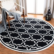 Safavieh Dhurries Myles Geometric Area Rug, Black/Ivory, 8 x 8 Round