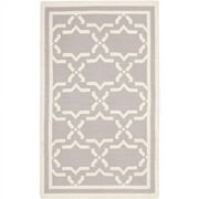 SAFAVIEH Dhurrie Myles Geometric Moroccan Wool Runner Rug, Light Blue/Ivory, 2'6" x 6'