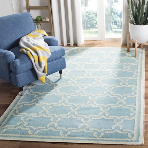 Safavieh Dhurries Myles Geometric Area Rug, Light Blue/Ivory, 4' x 6'
