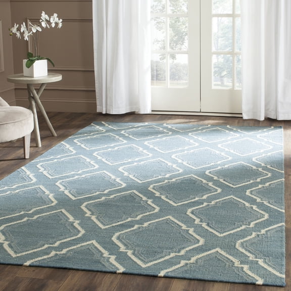 Safavieh Dhurries Pavel Geometric Wool Area Rug, Blue/Ivory, 4' x 6'