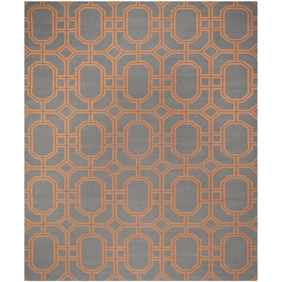 SAFAVIEH Dhurries Sebastian Geometric Wool Area Rug, Blue/Orange, 6' x 9'