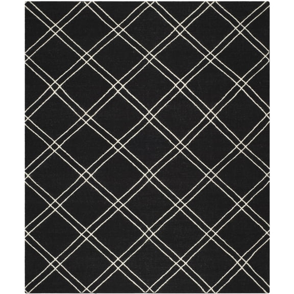 SAFAVIEH Dhurries Skyler Geometric Area Rug, Black/Ivory, 9' x 12'