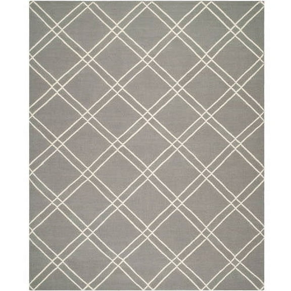 SAFAVIEH Dhurries Skyler Geometric Area Rug, Grey/Ivory, 8' x 10'