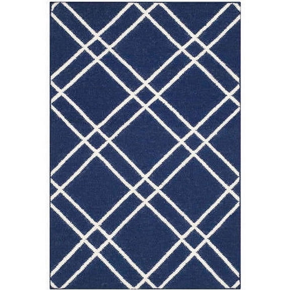 SAFAVIEH Dhurries Skyler Geometric Area Rug, Navy/Ivory, 2'6" x 4'