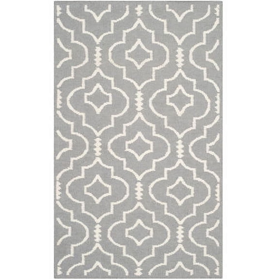 SAFAVIEH Dhurries Slater Geometric Area Rug, Grey/Ivory, 5' x 8'