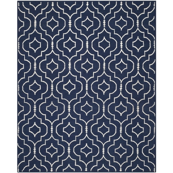 SAFAVIEH Dhurries Slater Geometric Runner Rug, Navy/Ivory, 2'6" x 12'